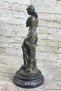 Dreaming Par Auguste Moreau Art Déco Nouveau Classic Élégant Femme Bronze Statue