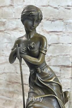 Dreaming Par Auguste Moreau Art Déco Nouveau Classic Élégant Femme Bronze Statue