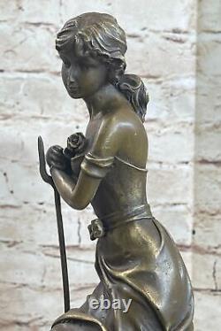 Dreaming Par Auguste Moreau Art Déco Nouveau Classic Élégant Femme Bronze Statue