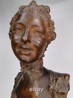 EMILE GUILLEMIN SUPERBE BUSTE JEUNE FEMME TERRE CUITE FIN XIXè 1900 ART NOUVEAU