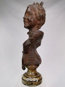 EMILE GUILLEMIN SUPERBE BUSTE JEUNE FEMME TERRE CUITE FIN XIXè 1900 ART NOUVEAU