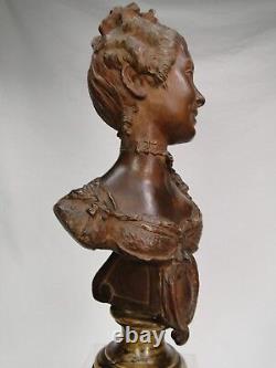 EMILE GUILLEMIN SUPERBE BUSTE JEUNE FEMME TERRE CUITE FIN XIXè 1900 ART NOUVEAU