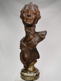 EMILE GUILLEMIN SUPERBE BUSTE JEUNE FEMME TERRE CUITE FIN XIXè 1900 ART NOUVEAU