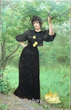 Ecole Française Vers 1900 Femme Dans La Foret. Art Nouveau