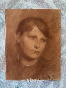 Ecole Tchèque Ou Autrichienne, Portrait De Femme, Dessin, Art Nouveau, 1904