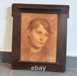 Ecole Tchèque Ou Autrichienne, Portrait De Femme, Dessin, Art Nouveau, 1904