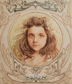 Édouard GENDROT dessin aquarelle tableau portrait fille femme enfant Art Nouveau