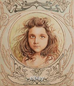 Édouard GENDROT dessin aquarelle tableau portrait fille femme enfant Art Nouveau