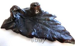 Elégant encrier Art nouveau femme feuille Old fine Jugendstil inkwell leaf woman