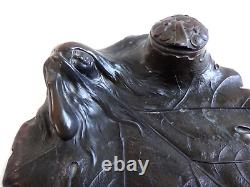 Elégant encrier Art nouveau femme feuille Old fine Jugendstil inkwell leaf woman
