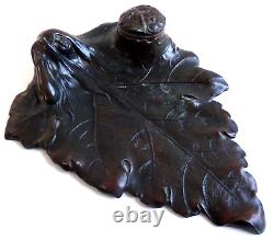 Elégant encrier Art nouveau femme feuille Old fine Jugendstil inkwell leaf woman