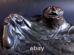 Elégant encrier Art nouveau femme feuille Old fine Jugendstil inkwell leaf woman