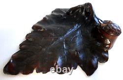 Elégant encrier Art nouveau femme feuille Old fine Jugendstil inkwell leaf woman