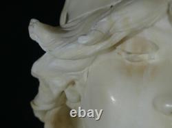 Elégie par Alfred Jean Foretay, sculpture marbre blanc jeune femme, Art Nouveau