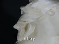 Elégie par Alfred Jean Foretay, sculpture marbre blanc jeune femme, Art Nouveau
