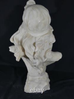 Elégie par Alfred Jean Foretay, sculpture marbre blanc jeune femme, Art Nouveau