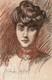 Elen Guyon Dessin Sanguine Fusain Portrait Jeune Femme Art Nouveau 1900 Tableau