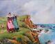 Emile Elzingre Tableau Bretagne Mer Pont-aven Femme Art Nouveau Impressionnisme