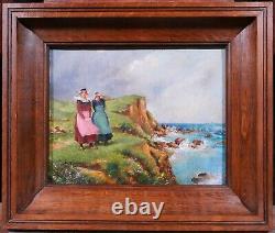 Emile Elzingre tableau Bretagne mer Pont-Aven femme Art Nouveau impressionnisme