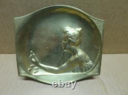 Emile FERNAND DUBOIS (1869-1952) vide poche bronze femme aux dominos ART NOUVEAU