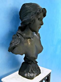 Emmanuel Villanis MIGNON 1896 SALON Buste Art Nouveau Bronze Femme Artiste Fr
