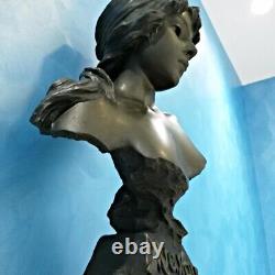 Emmanuel Villanis MIGNON 1896 SALON Buste Art Nouveau Bronze Femme Artiste Fr