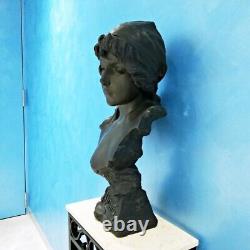 Emmanuel Villanis MIGNON 1896 SALON Buste Art Nouveau Bronze Femme Artiste Fr