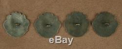 Ensemble De 4 Boutons Anciens Art Nouveau Bronze Argente Et Dore Decor Femme