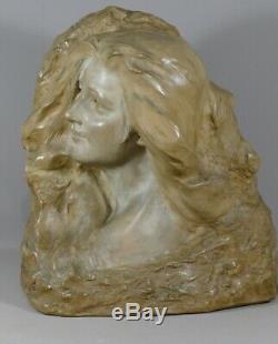 Enzo Sighieri, Femme Pensive, Sculpture En Terre Cuite Art Nouveau, Vers 1900