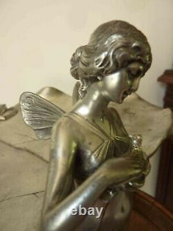 Exceptionnel plateau présentoir à carte de visite, Femme papillon, Art Nouveau
