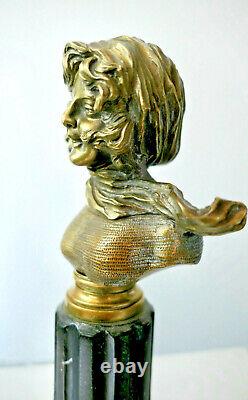 F Renard, Buste de Femme, Sculpture en Bronze, Art Nouveau Signature à Voir