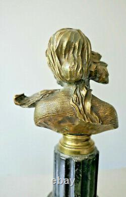 F Renard, Buste de Femme, Sculpture en Bronze, Art Nouveau Signature à Voir