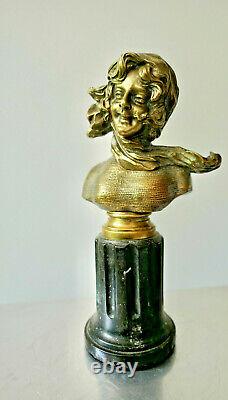 F Renard, Buste de Femme, Sculpture en Bronze, Art Nouveau Signature à Voir