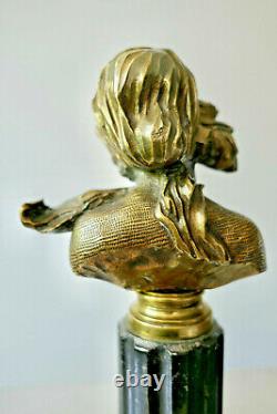 F Renard, Buste de Femme, Sculpture en Bronze, Art Nouveau Signature à Voir