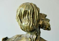 F Renard, Buste de Femme, Sculpture en Bronze, Art Nouveau Signature à Voir