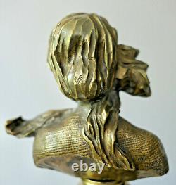F Renard, Buste de Femme, Sculpture en Bronze, Art Nouveau Signature à Voir