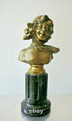 F Renard, Buste de Femme, Sculpture en Bronze, Art Nouveau Signature à Voir