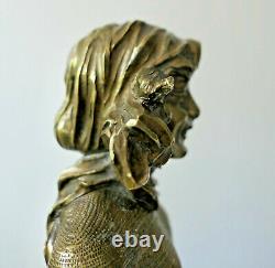 F Renard, Buste de Femme, Sculpture en Bronze, Art Nouveau Signature à Voir
