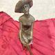 Femme Au Chapeau Assise Sur Tabouret Bronze Art Nouveau H 269 Mm