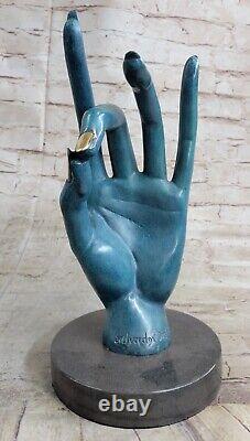 Femme Visage Sculpture Statue Nouveau Bronze Dali Le Gesture Fonte Art