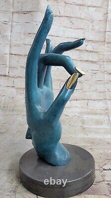 Femme Visage Sculpture Statue Nouveau Bronze Dali Le Gesture Fonte Art