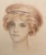 Femme Art Nouveau Vers 1910 Coiffure Anonyme Pastel Fixé France