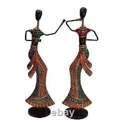 Fer Femme Danseuse Figurines 2 PC Set Rare Modèle Statue Pour Décor Maison