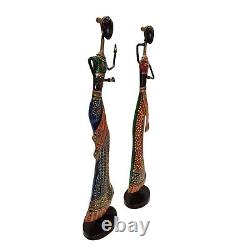 Fer Femme Danseuse Figurines 2 PC Set Rare Modèle Statue Pour Décor Maison