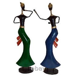 Fer Femme Danseuse Figurines 2 PC Set Rare Modèle Statue Pour Décor Maison