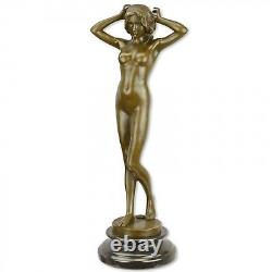 Figure en bronze femme érotique nue dame art sculpture bronze 38cm style antique