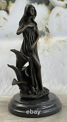 Figurine En Bronze Art Déco Nymphe Des Bois Signée Mavchi Femme Art Nouveau
