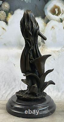 Figurine En Bronze Art Déco Nymphe Des Bois Signée Mavchi Femme Art Nouveau