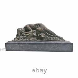 Figurine En Bronze De Style Art Nouveau De Milo, Femme Allongée Sur Marbre, 22Cm