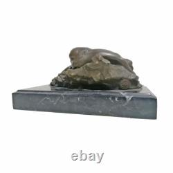 Figurine En Bronze De Style Art Nouveau De Milo, Femme Allongée Sur Marbre, 22Cm